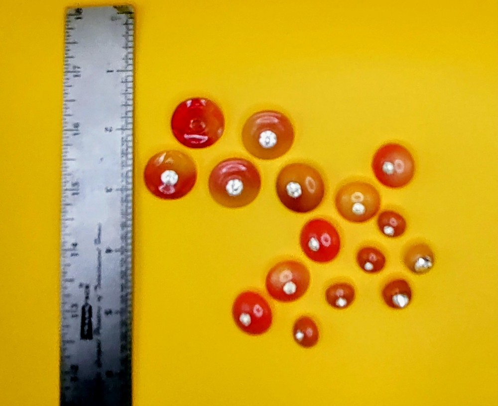 Peach/Yellow Variable, MCM, Plastic Shank, Rhinestone Buttons/X16