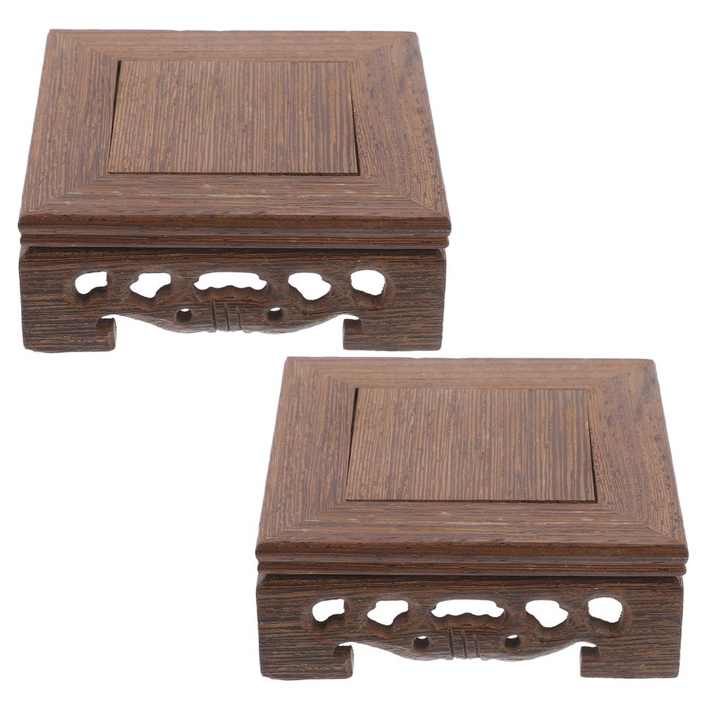 2 Pcs Teapot Wooden Display Stand Vase Square Riser Pedestal Rectangle