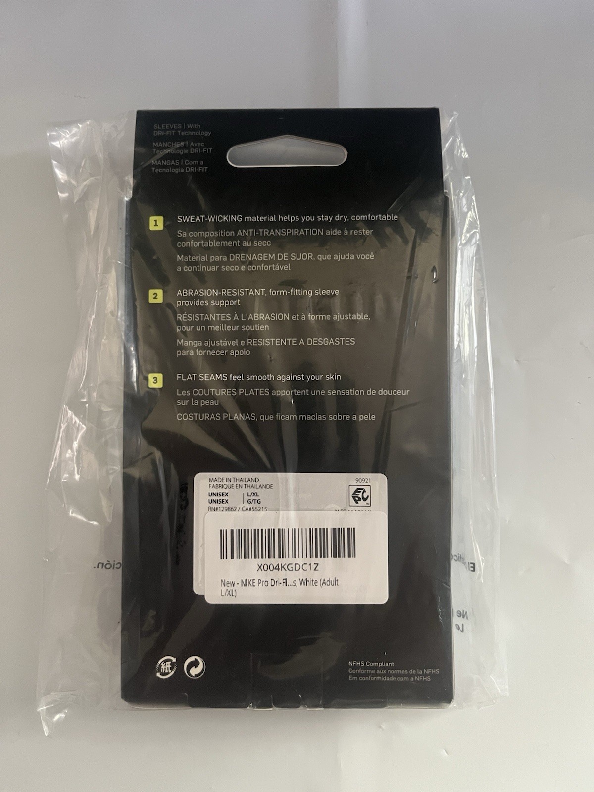 Nike Pro Sleeve Dri Fit 3.0 White Compression Men’s Size (L/XL)