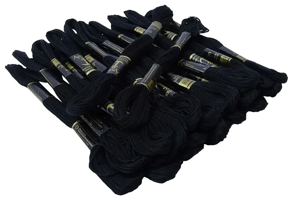 Anchor Threads Stranded Cotton Thread Floss Cross Stitch Hand Embroidery Black