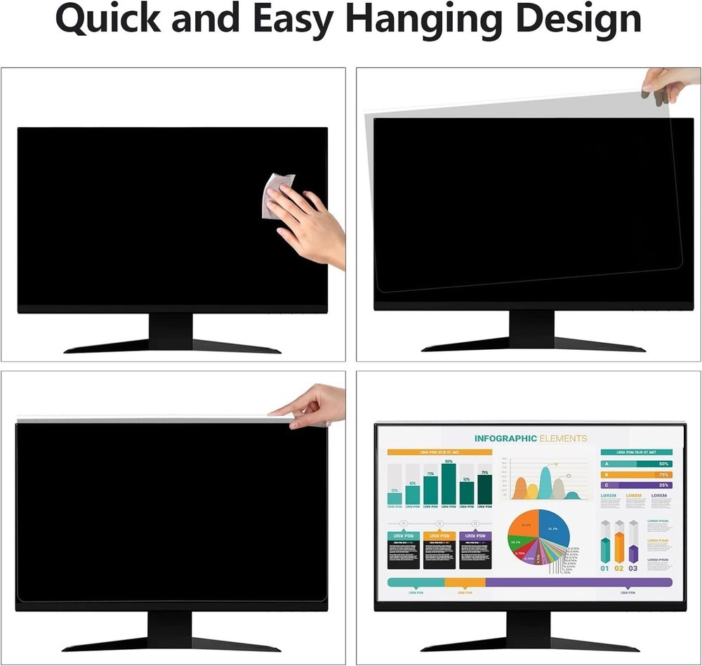 Hanging Computer Privacy Screen Protector Shield Compatible for 23/24 Inch Wi...