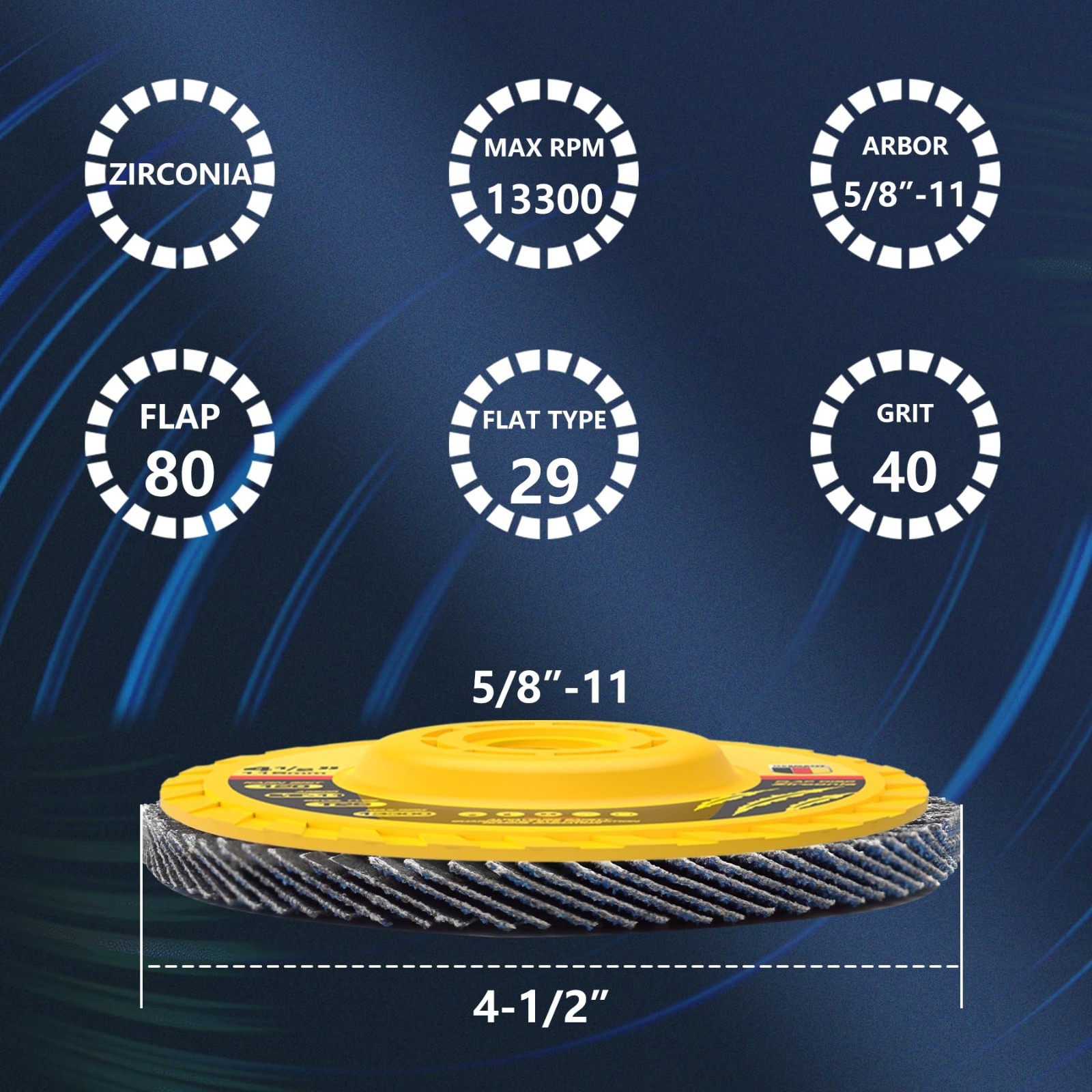 4-1/2" Zirconia Sanding Flap Discs 40 60 80 120 Grit 4.5" x 7/8" Grinding Wheels