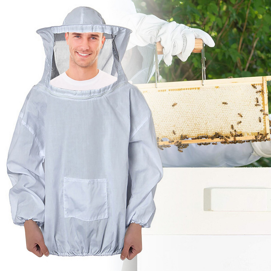 Veil Hat OverBee Keeping Suit Protective Coat Pull Tops Beekeeping Smock Jacket