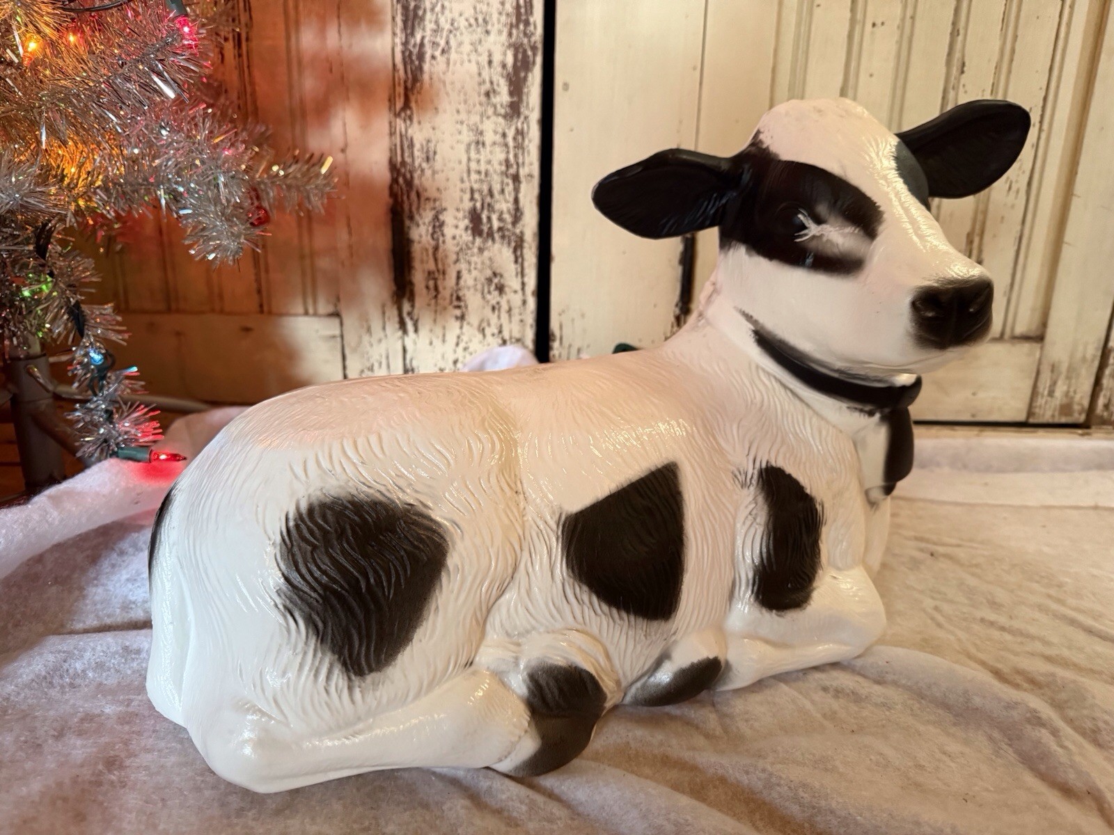 Blow Mold Cow Light Up Union Products New Nativity Black And White