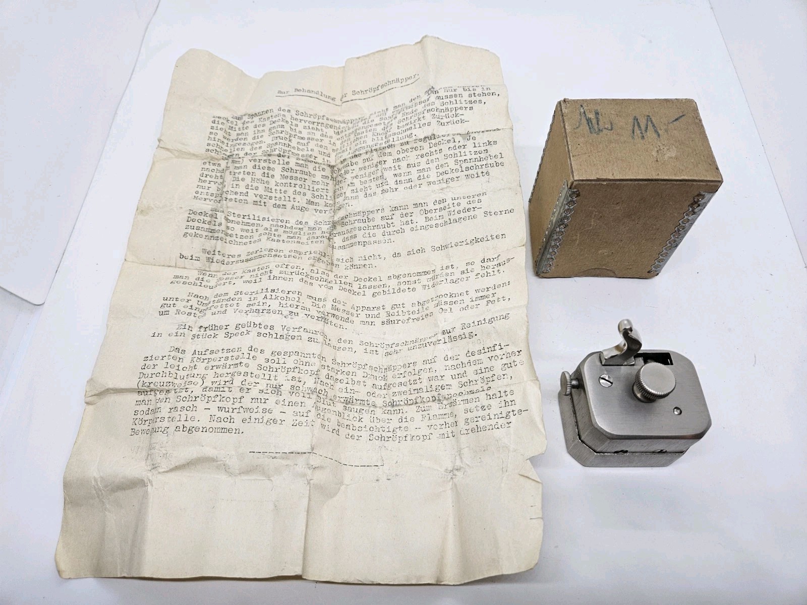 Antique German Victorian Scarificator Bloodletting Quack Medical Device with Box