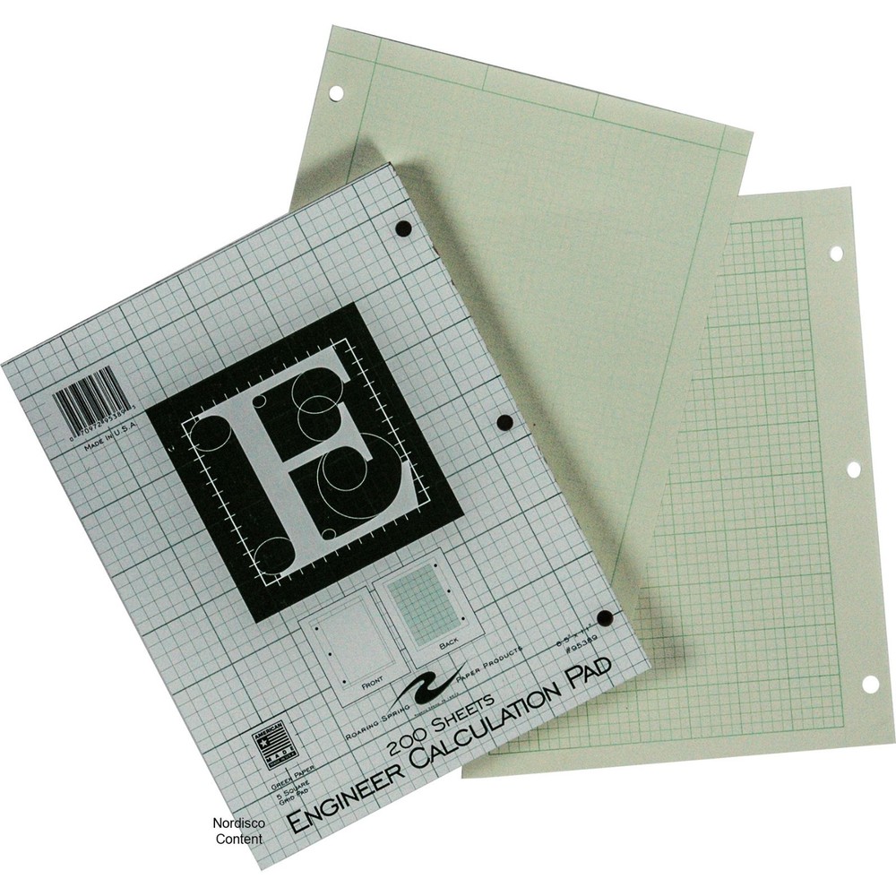 Roaring Spring 95389 Engineer Calculation Pad 8.5 x 11" 5 Square Grid 200 Sheets