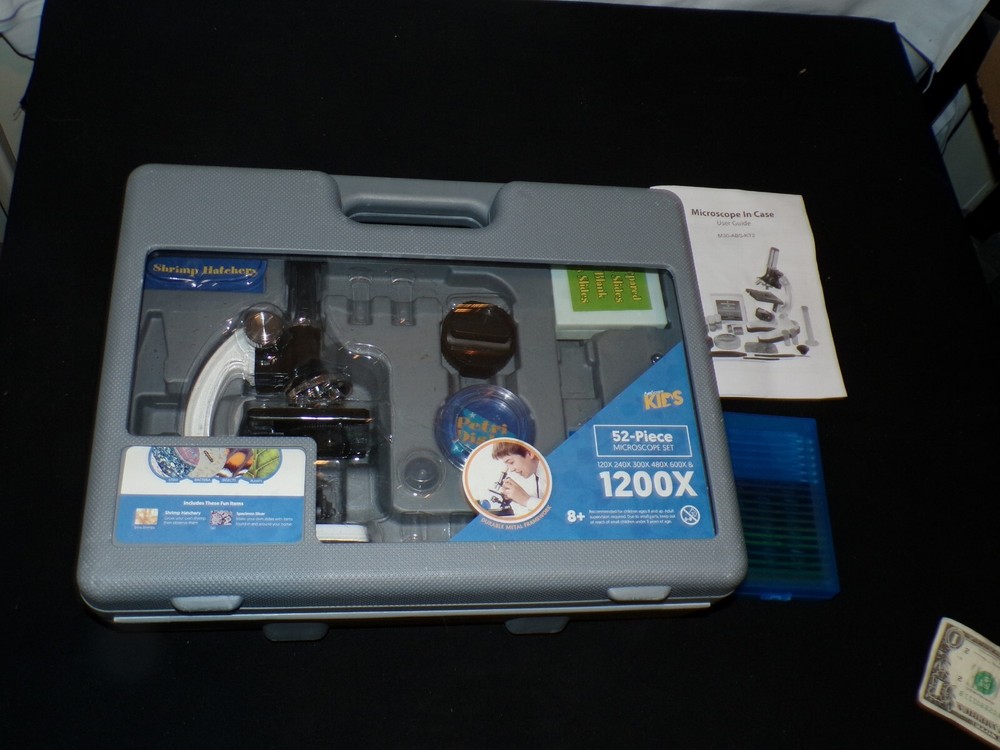 IQCrew 52-Piece Microscope Set in case wt slides