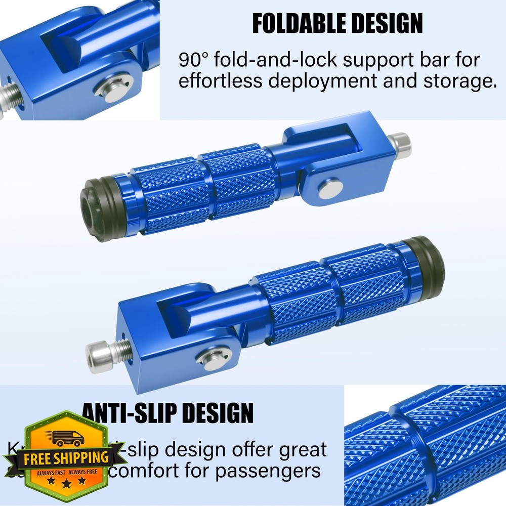 Universal CNC Motorcycle Foot Pegs Foldable Blue Type B