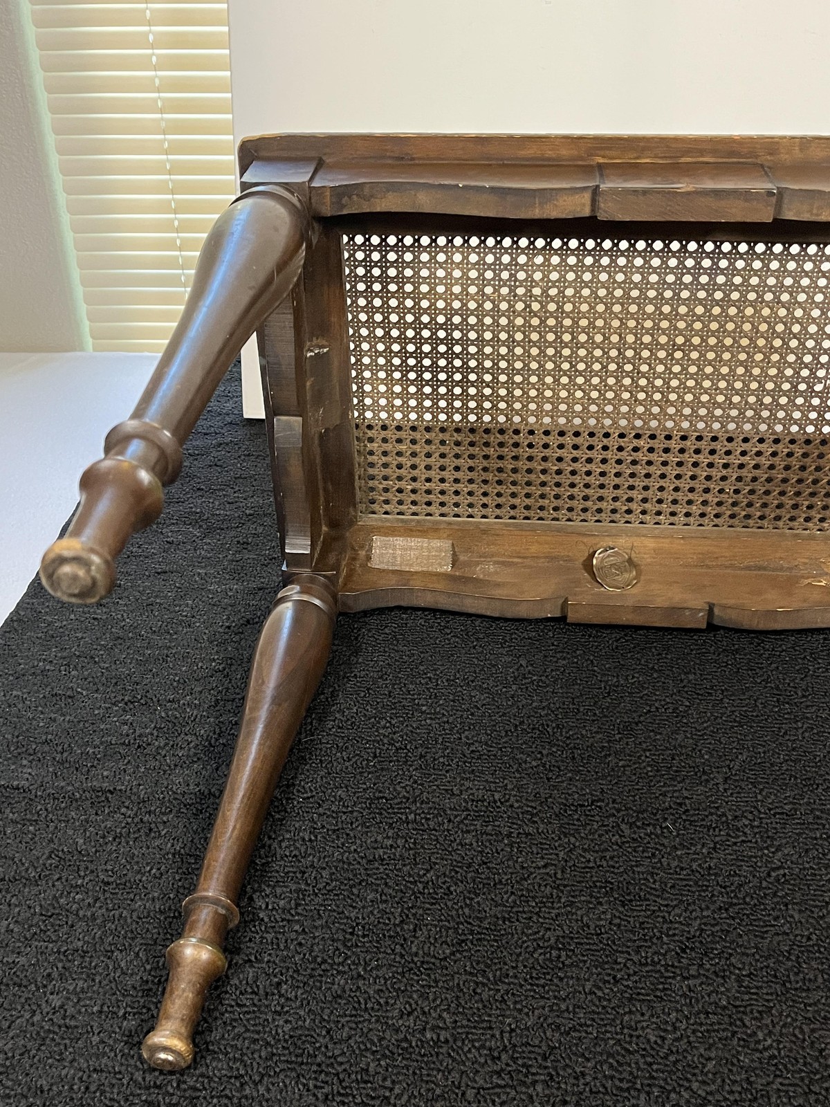 Vintage Estey Cane Top Wood Organ Piano Bench Table Owosso Michigan Brown Seat