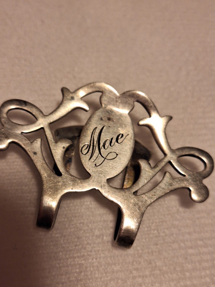 Lunt Cutwork Napkin Clip Sterling Silver Mono Mae