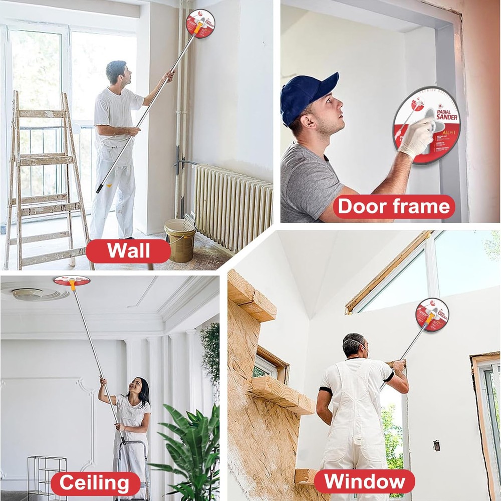 Drywall Sander Pole, 9 Inch Wall & Ceiling Pole Sander with 360° Rotating Hea...