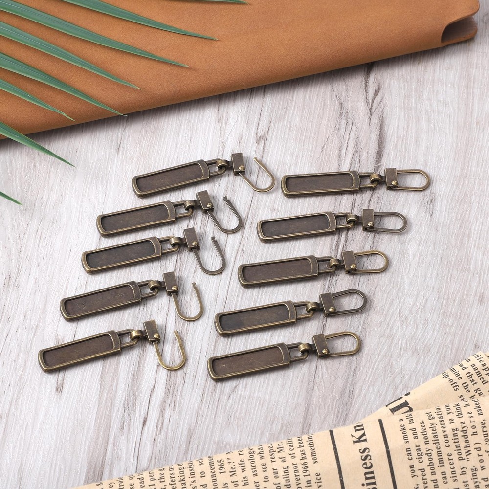10 Pcs Detachable Zipper Pull Replacement for Small Holes Bronze
