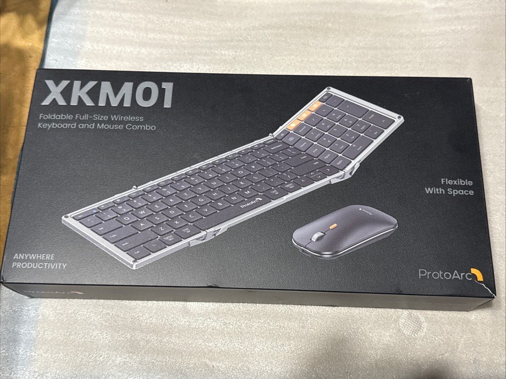 ProtoArc Foldable Keyboard and Mouse, XKM01 True Full-Size Folding Keyboard
