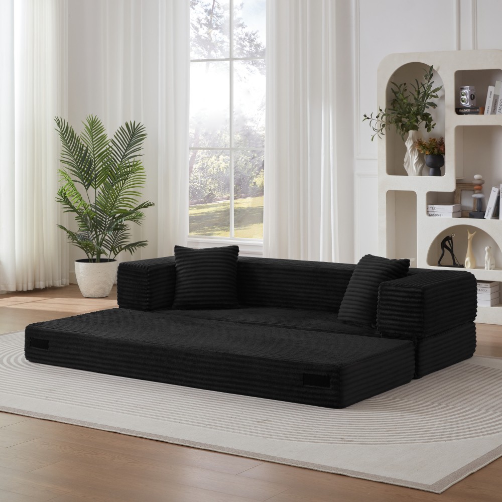 Convertible Sleeper Sofa Bed for Small Spaces, 3-Seater w/ Removable Covers