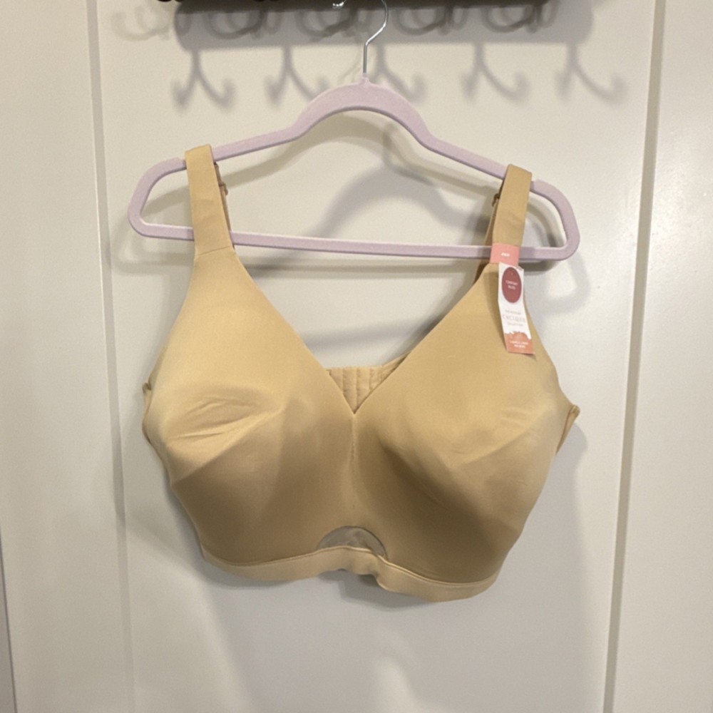Cacique Modern Collection Lightly Lined Wireless Bra 46H Beige Adjustable Strap