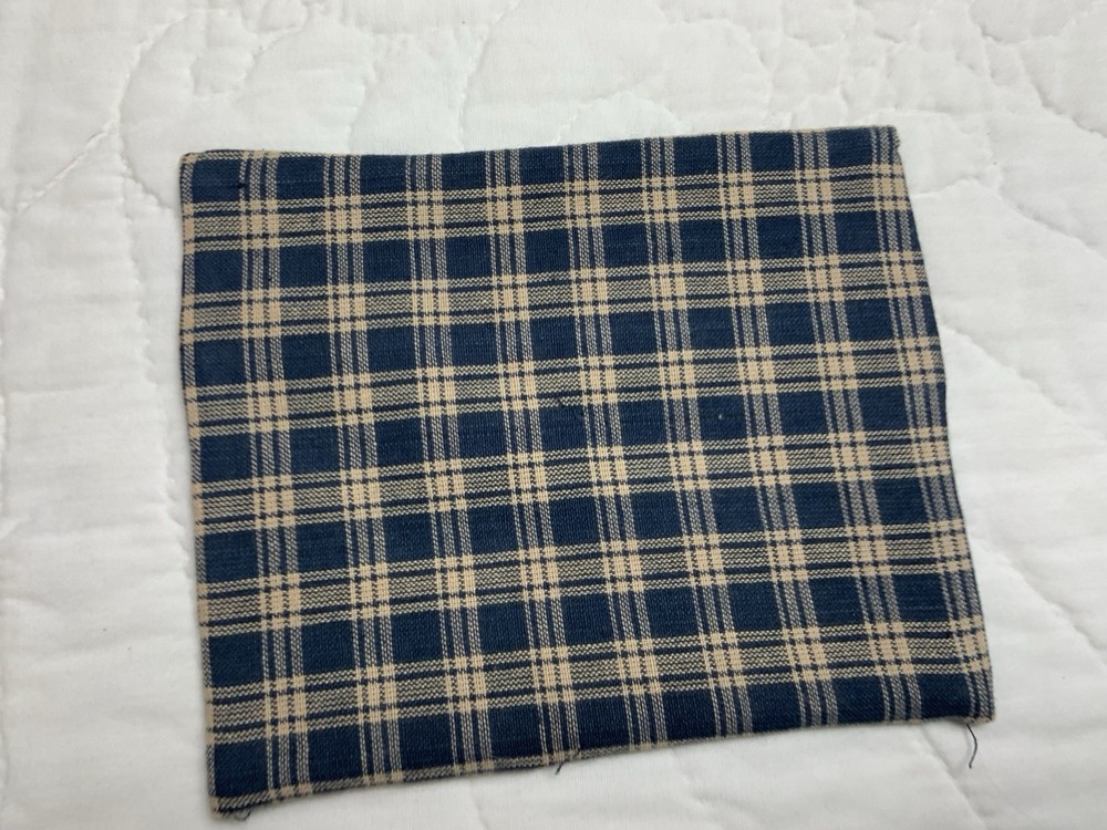 Antique Patchwork Quilt Table Topper, Early Calicos, Blue, Black, Triangles