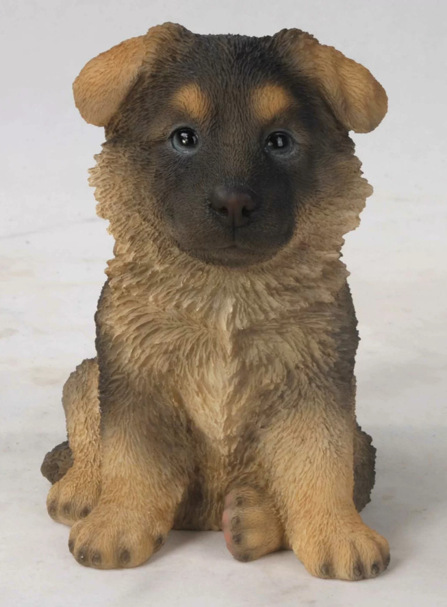 German Shepherd Puppy Garden Dog Statue Lawn Patio Outdoor Indoor Brown Med
