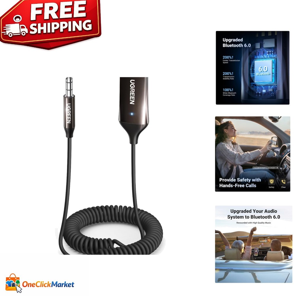 Compact Bluetooth Receiver with Built-in Microphone for Car & Home Audio Systems