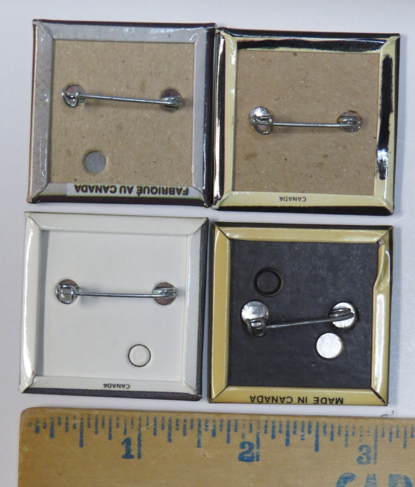 KISS VINTAGE 1980's SQUARE BUTTONS FROM CANADA - LOT OF 4 GROUP SET #11