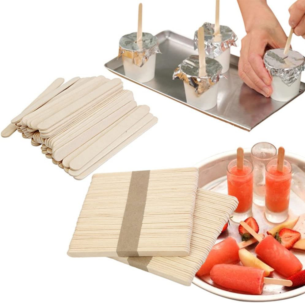 100 Pcs Craft Sticks Ice Cream Natural Wood Popsicle Craft Sticks 4.5 Inch Lengt