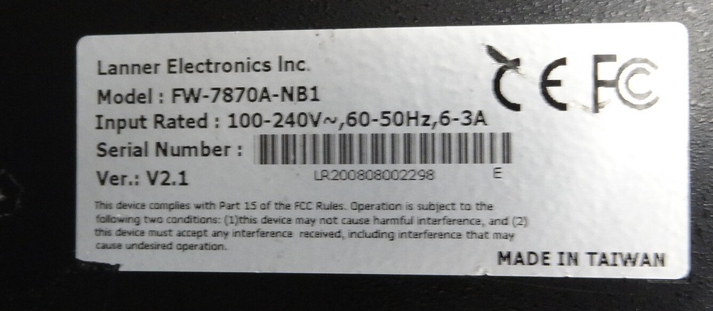 Lanner Electronics FW-7870A-NB1 4 Port Network-Box Network Service Appliance