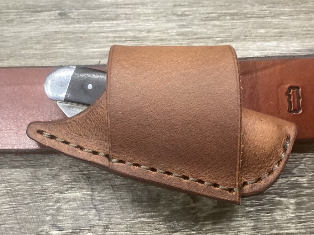 Buffalo Leather Folding Knife Sheath Mini Trapper Size(Sheath Only)