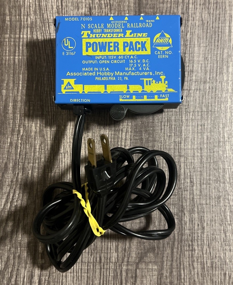 AHM Thunder Line N Scale Model Railroad Model 70105 Power Pack Untested As Is