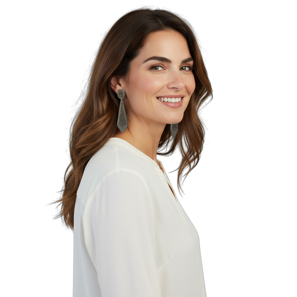 Earring: 2.5in Handmade Multicolor Polymer Clay Stud Dangles