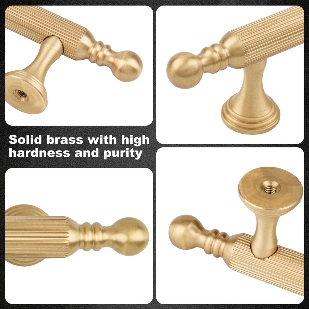 -5 Inch Brushed Gold Kitchen Cabinet Pulls 2 Pack Solid Brass Handles for Dre...