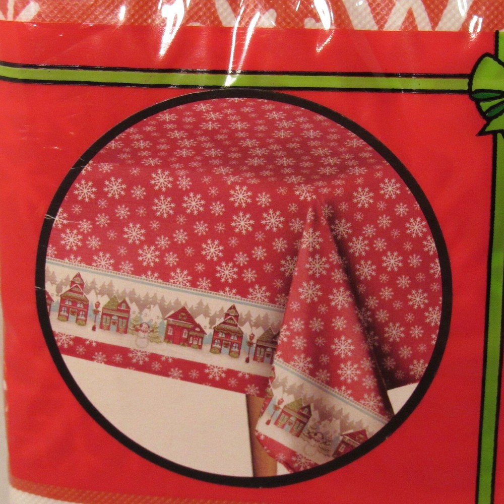 Holiday Style Christmas Flannel Back Tablecloth, 52"x70", Rectangular RN:67227