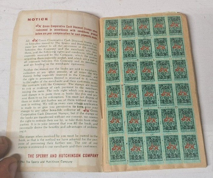 Lot of Vintage S & H Green Stamps w/ full and blank books from 1957, 1961 & 1964