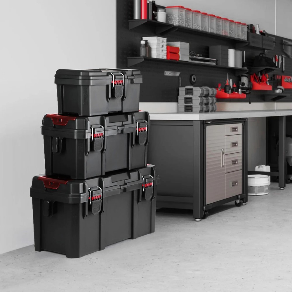 13-inch tool box, padlock compatible, with foldable handle