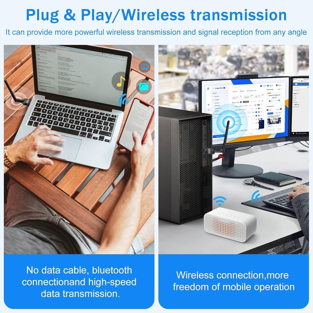 USB Bluetooth Dongle 5.3 - Class 1 Long-Range Receiver for Multi-Device Support
