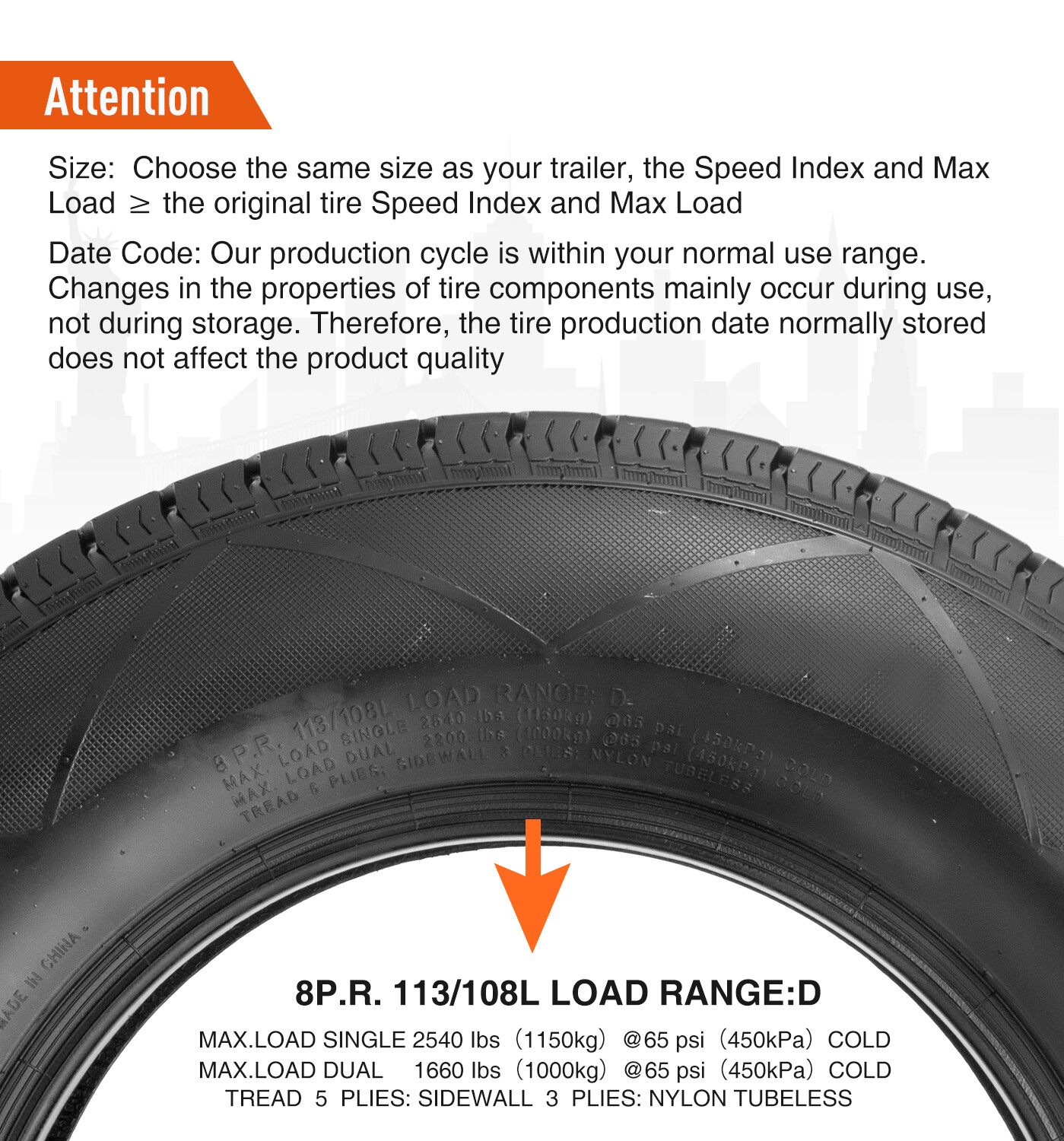 Super Heavy Duty 8Ply ST225/75D15 Trailer Tires 225 75 15 Replacement Bias Tyre