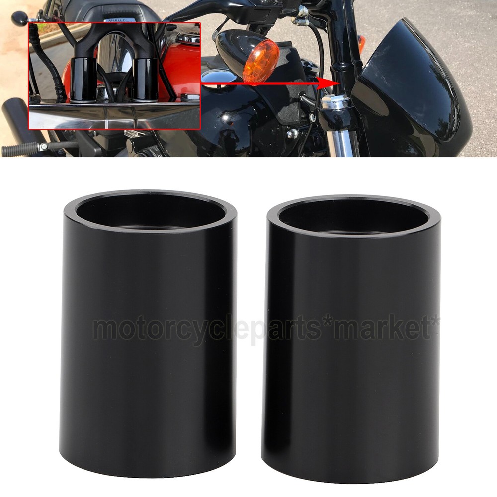 Motorcycle 1.75" Black Riser Extensions For Harley 1" Handlebars Softail Dyna