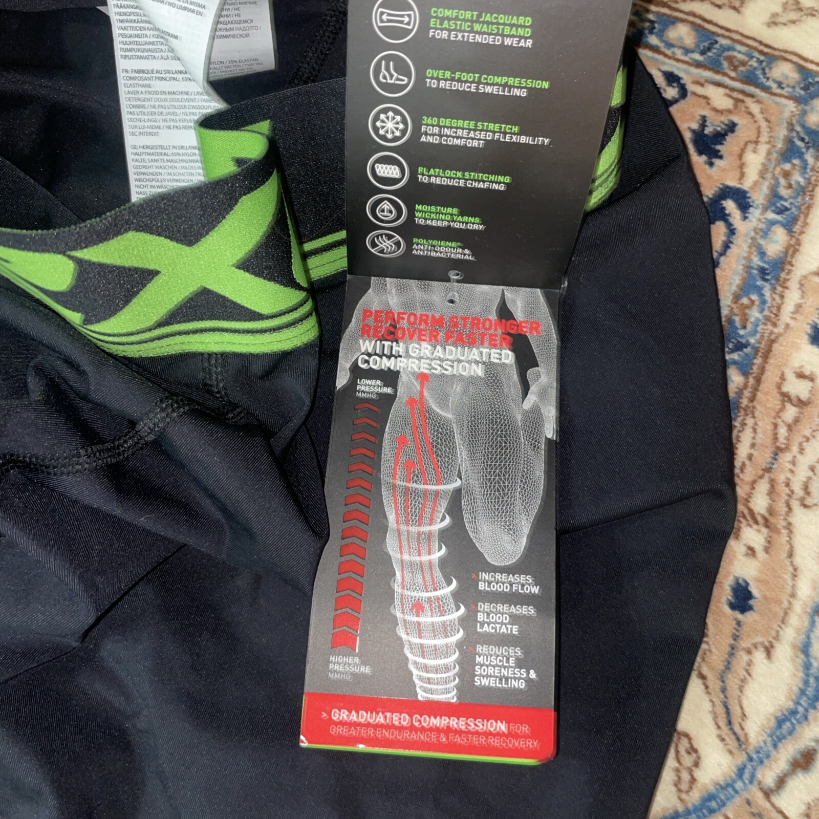 2XU POWER RECOVERY COMPRESSION TECHNOLOGY + OVER-FOOT COMPRESSION TIGHTS SIZE-S