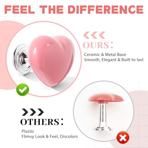 Push Start Button Cover, Ceramic Heart Button, Bling Crystal Ring, 4-Pack Pink