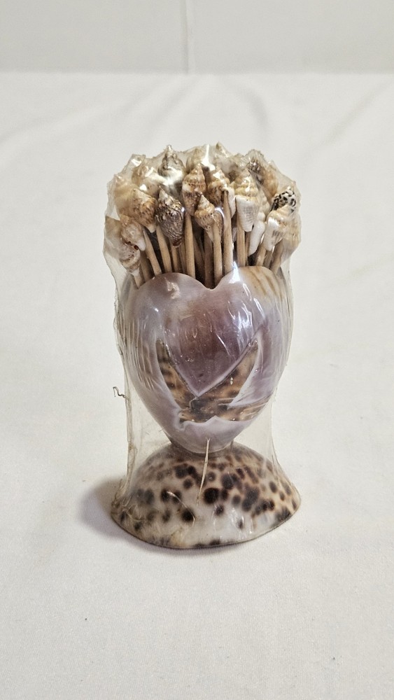 Seashell Toothpick Holder • Shell Cocktail Picks • Coastal Decor