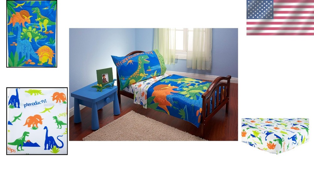 Dinosaur Toddler Bedding Set, 4 Piece