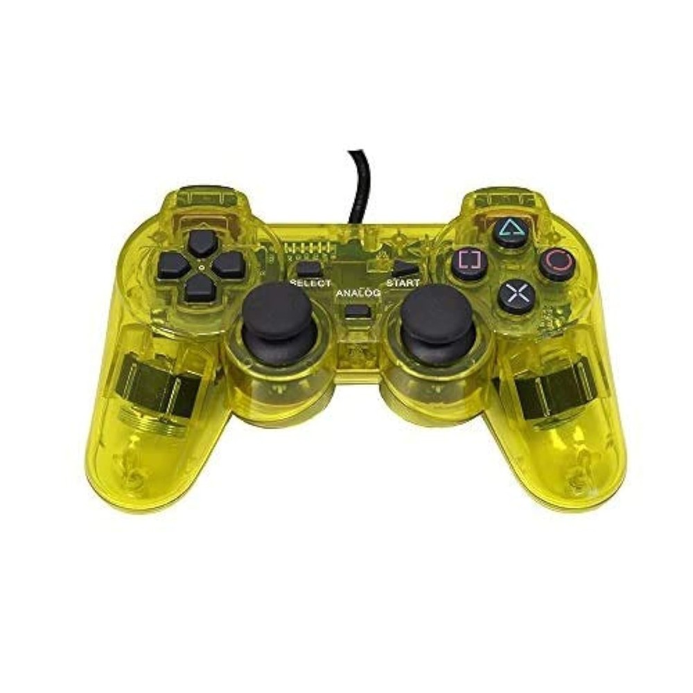 Wired Replacement Controller Transparent Yellow For PlayStation 2 PS2 PlayStatio