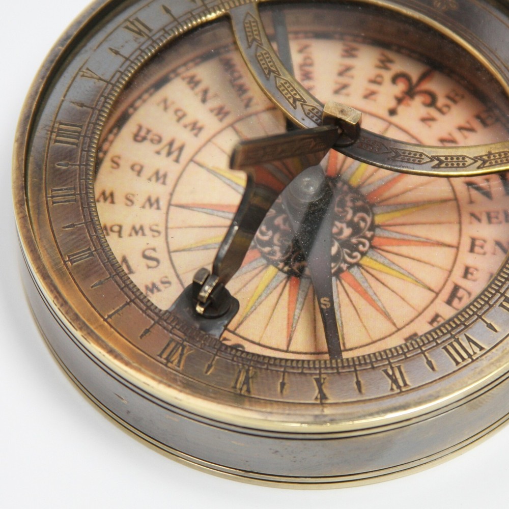 Solid Brass Captain's Sundial Compass Gift Nautical Handmade Home Décor Compass