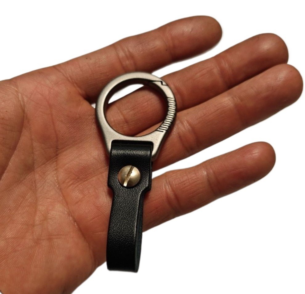 TC4 Titanium Keychain Spring Clip Multitool with Leather Strap Buckle
