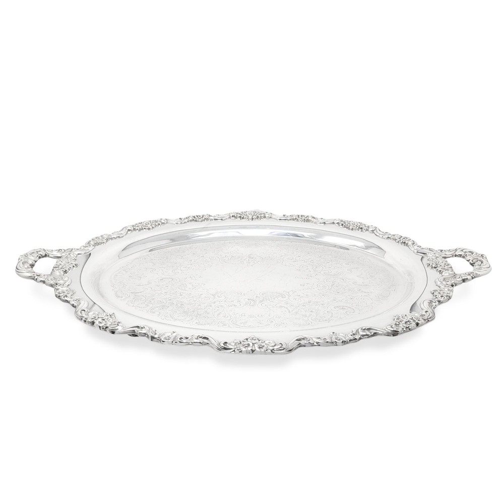 Poole #400 Lancaster Rose Silverplate 30" Serving Tray
