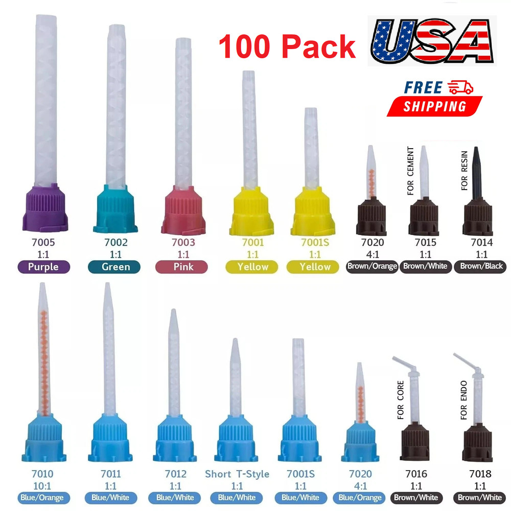 Dental Disposable Mixing Tips for Impression Material,C&B, Cements 100/pk