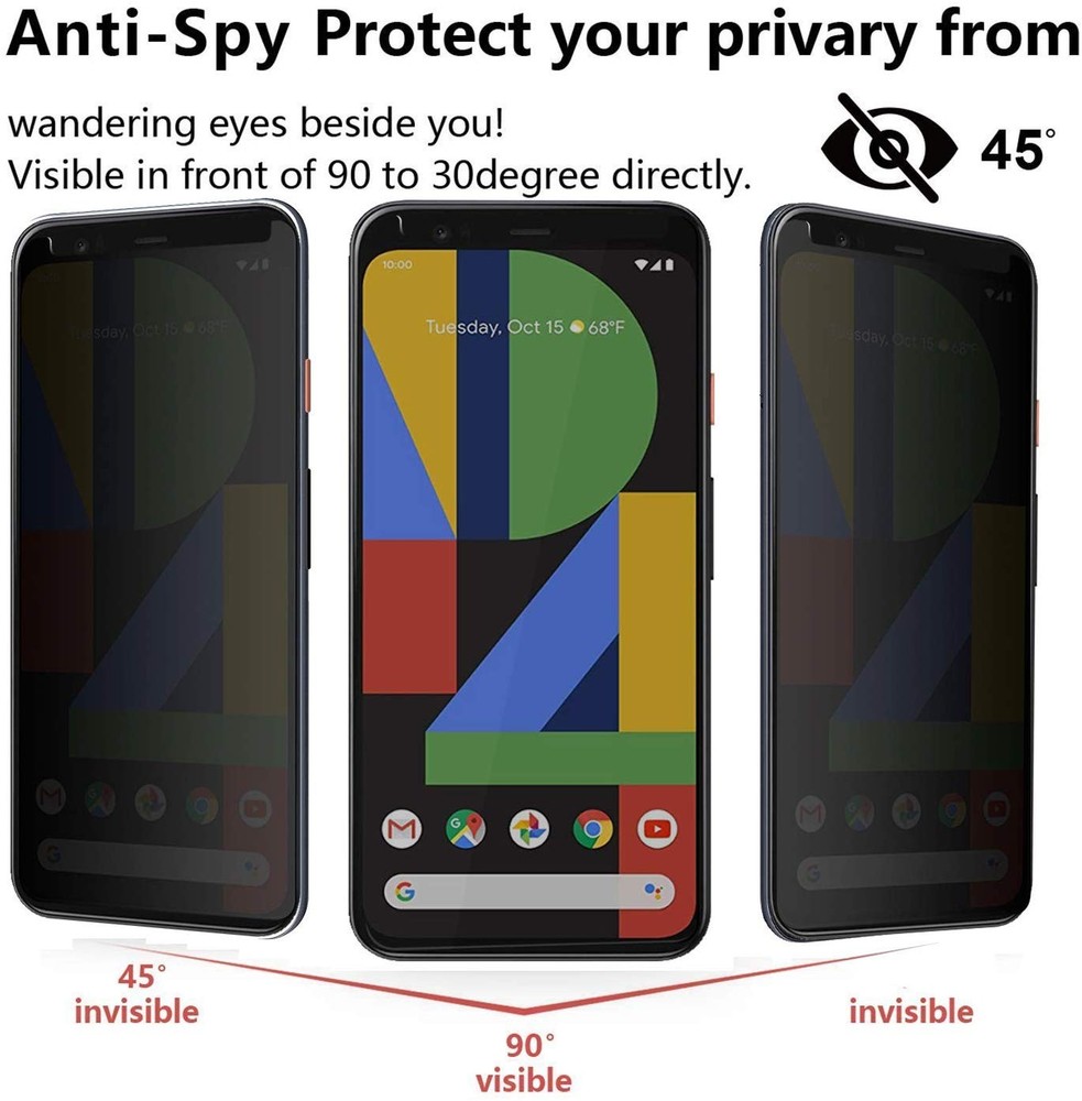 For Google Pixel 4 XL - 3 Pack Privacy Screen Protector Tempered Glass Full