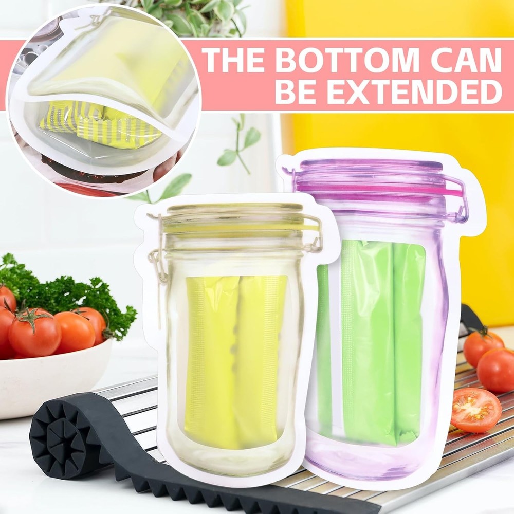 30 PCS Multi-Size Mason Jar Bottle Pattern Zipper Bags,Reusable Small, Multi