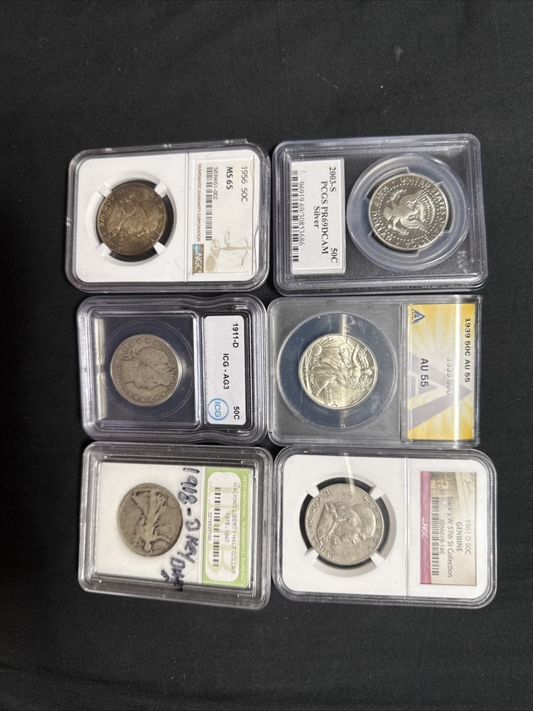 6 Silver Slabs Halves Lot