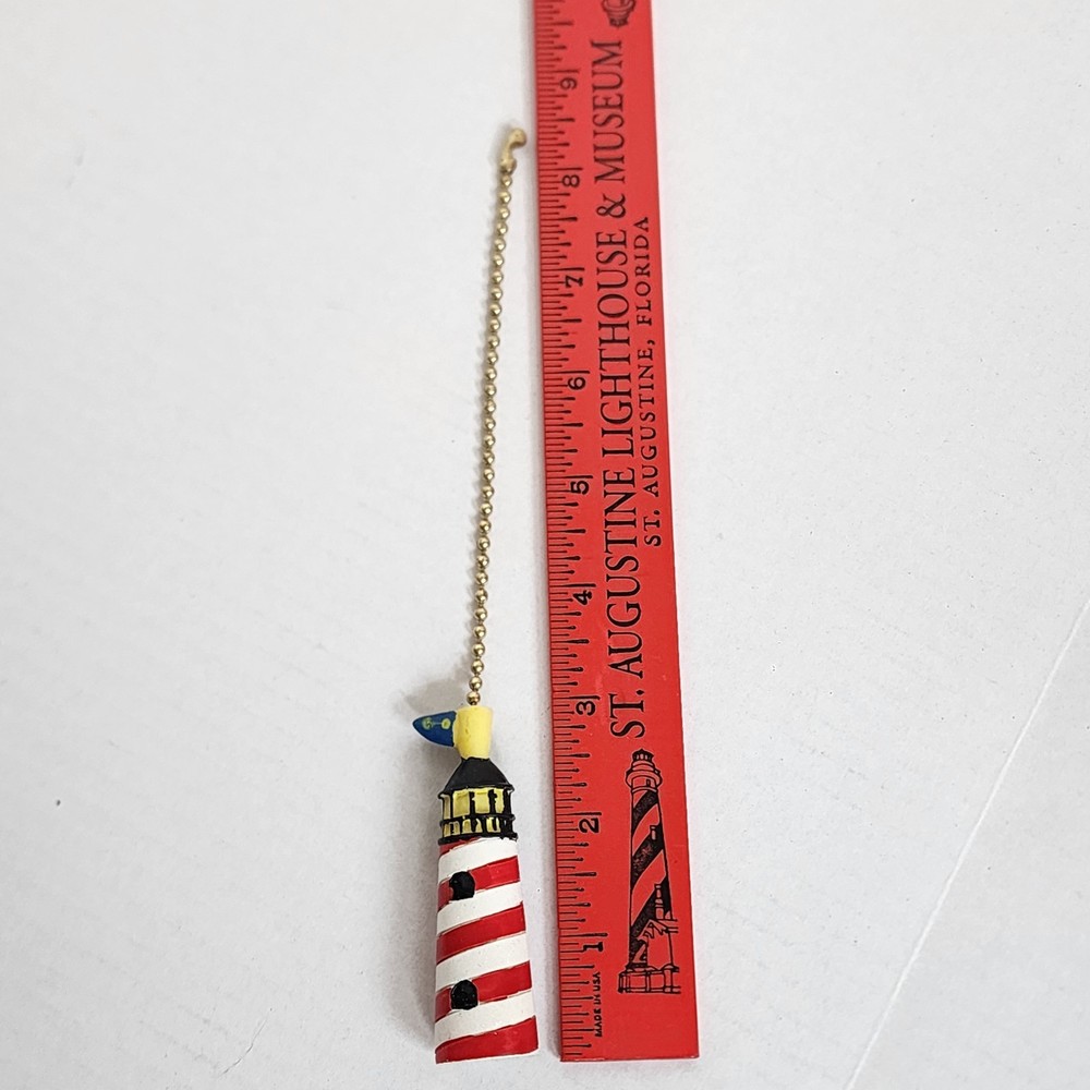 Striped Lighthouse Fan Pull Red White Yellow Carol Eldridge 8 Inch