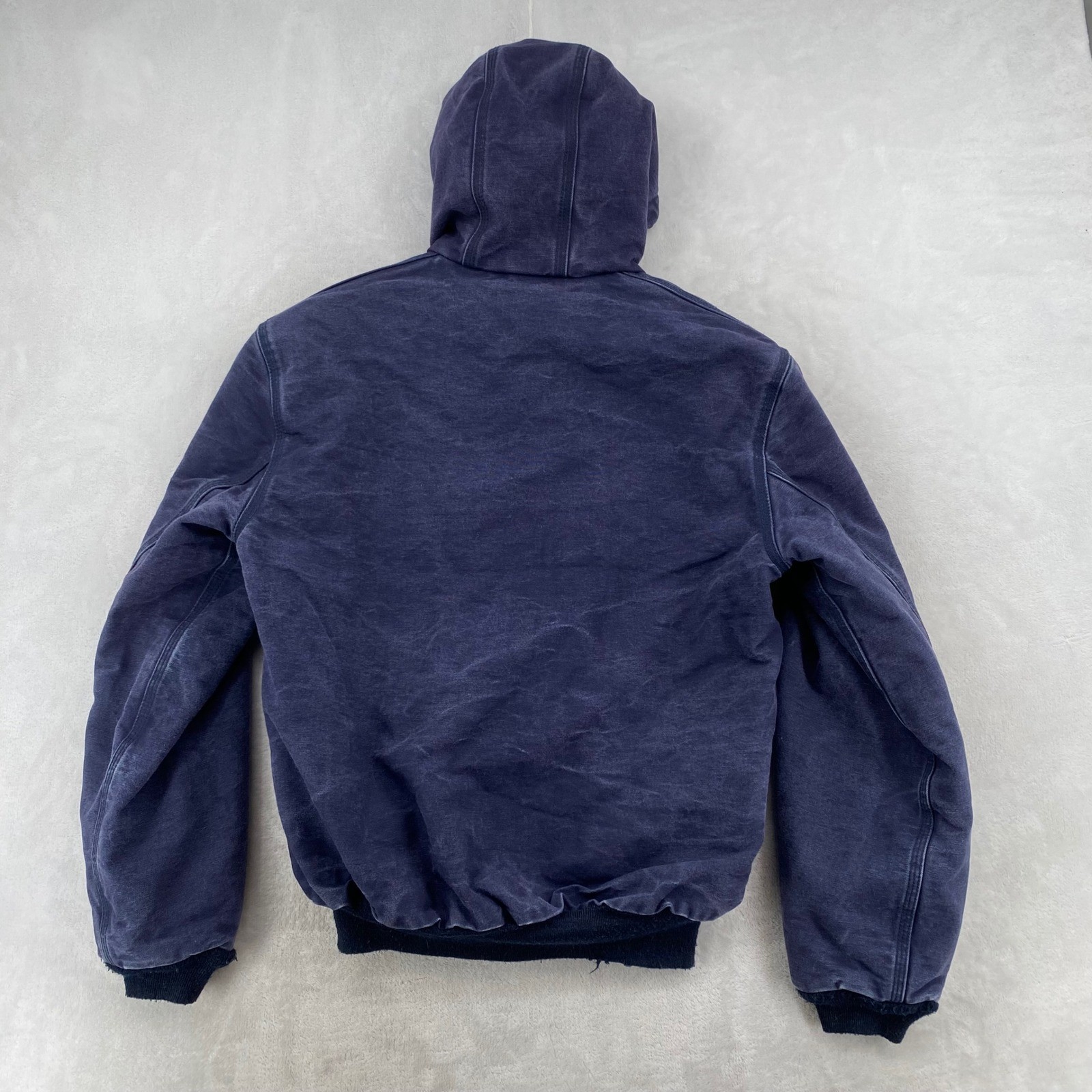 Carhartt FR Flame Resistant Hooded Jacket Mens Small Navy Blue Vintage Workwear