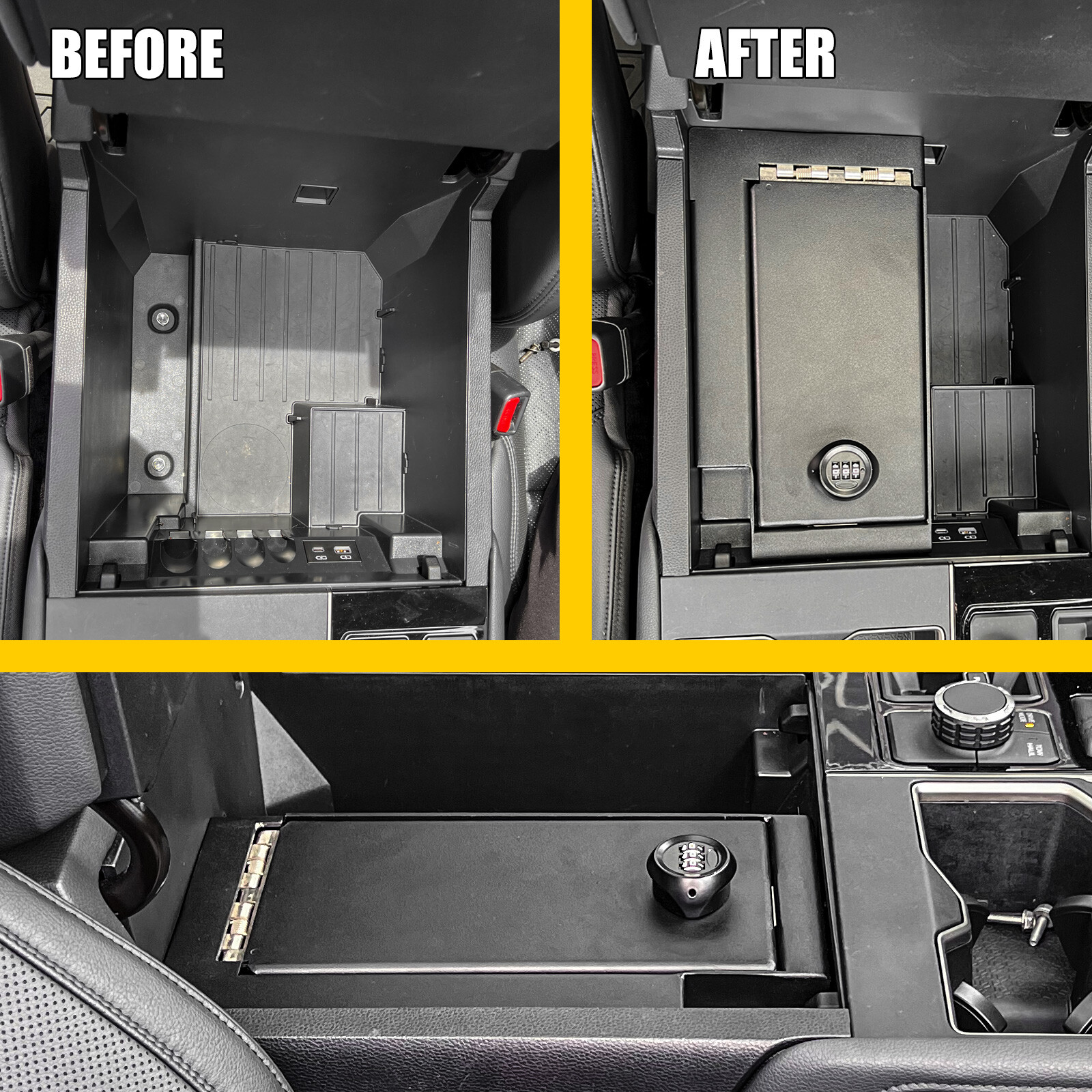 Fits Toyota 2022-2025 Tundra & Sequoia Center Console Safe Half Cabinet Storage.